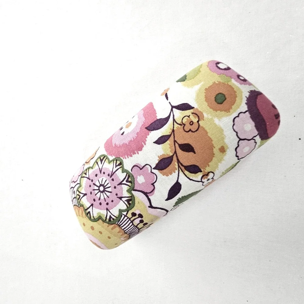Vera Bradley Floral Hard Shell Eyeglass Case Pink Yellow Green Fabric Covered